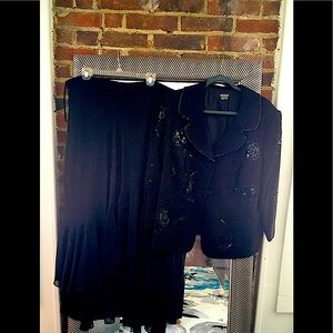 Women’s beaded blazer and asymmetrically tiered full length skirt